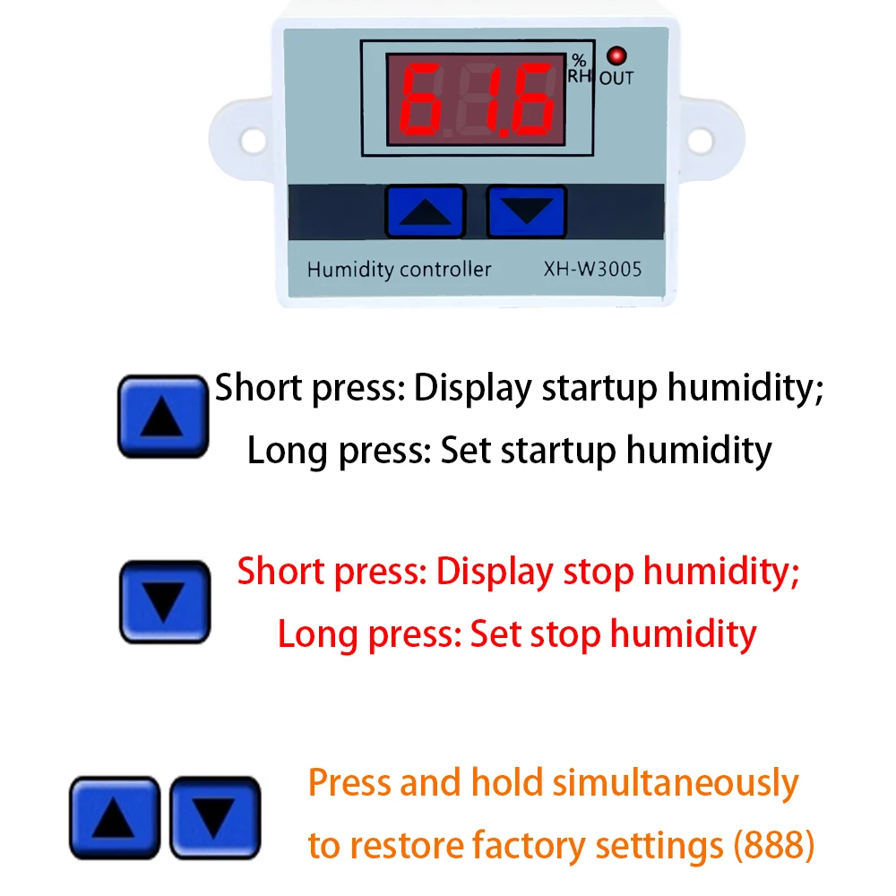 W3005 12V 24V 220V Digital Humidity Controller instrument Humidity control Switch hygrostat Hygrometer SHT20 Humidity sensor