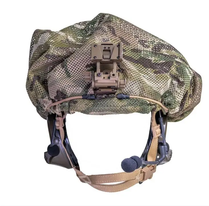 Universal Tactical Low Visibility Helmet Cover with Face Curtain Mask, Breathable Anti-IR Mesh for Tactical Helmets