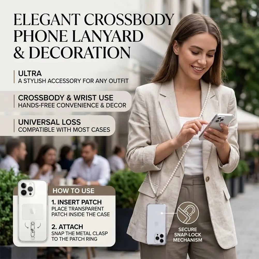 Long Mobile Phone Lanyard Pearl Crossbody Necklace Chain Strap Hand-beaded Universal Buckle Clip for iphone Samsung Phone Case