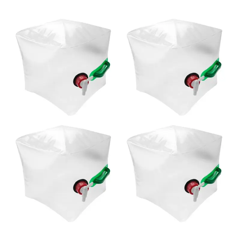 A93E-Set Of 4 Foldable Water Canisters With Handle And Pouring Tap 20 L