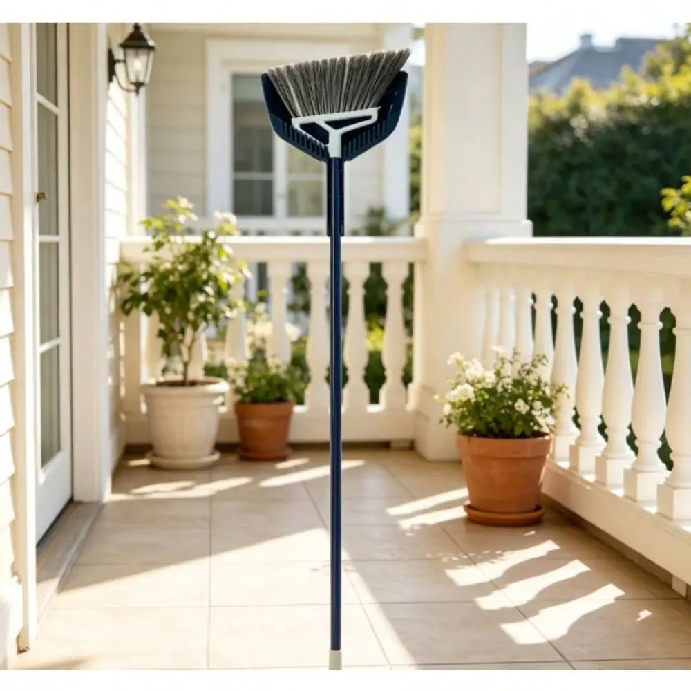 

Popular Efficient Floor Cleaning Broom Kit, Wide 11" Brush, Ergonomic Long Handle Dustpan With Scraper & Rubber Edge, Durab