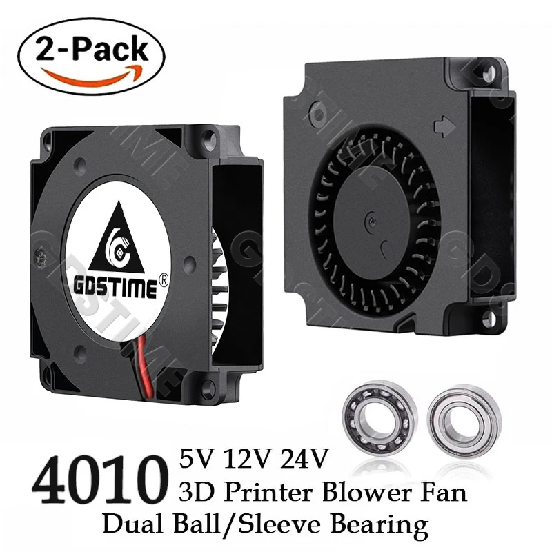 2PCS Gdstime 40mm 3D Printer Fan 12V 24V 5V 4010 Blower Printer Cooling Accessories  DC Turbo Blower Fan Radial Fans 40x40x10mm