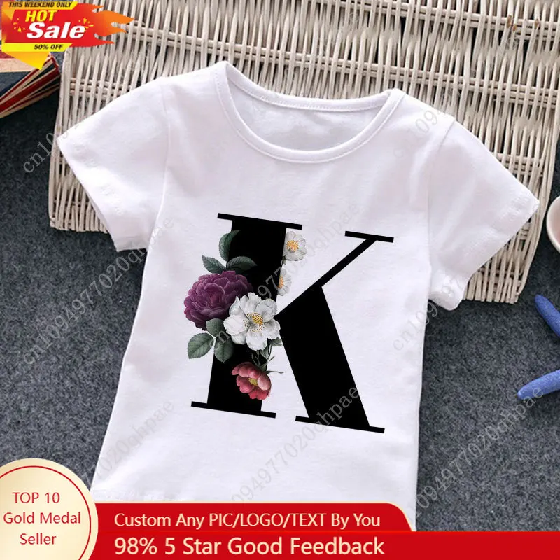 

Alphabet Kids Baby Fashion Children's Printed T-shirt Short Sleeve Clothes Boys and Girls Round Neck Letter Print T-shirt