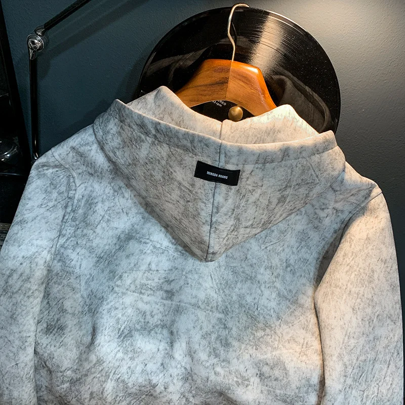 Hooded Sweater Men's Autumn and Winter New Street Trend Zipper Cardigan Trendy Long Sleeve Jacket Loose Printed All-Matching Top