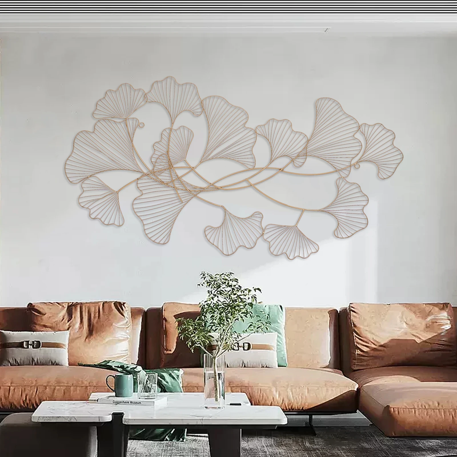 47in Modern Indoor Home Furnishings Ginkgo Leaf Wall Decoration Gold