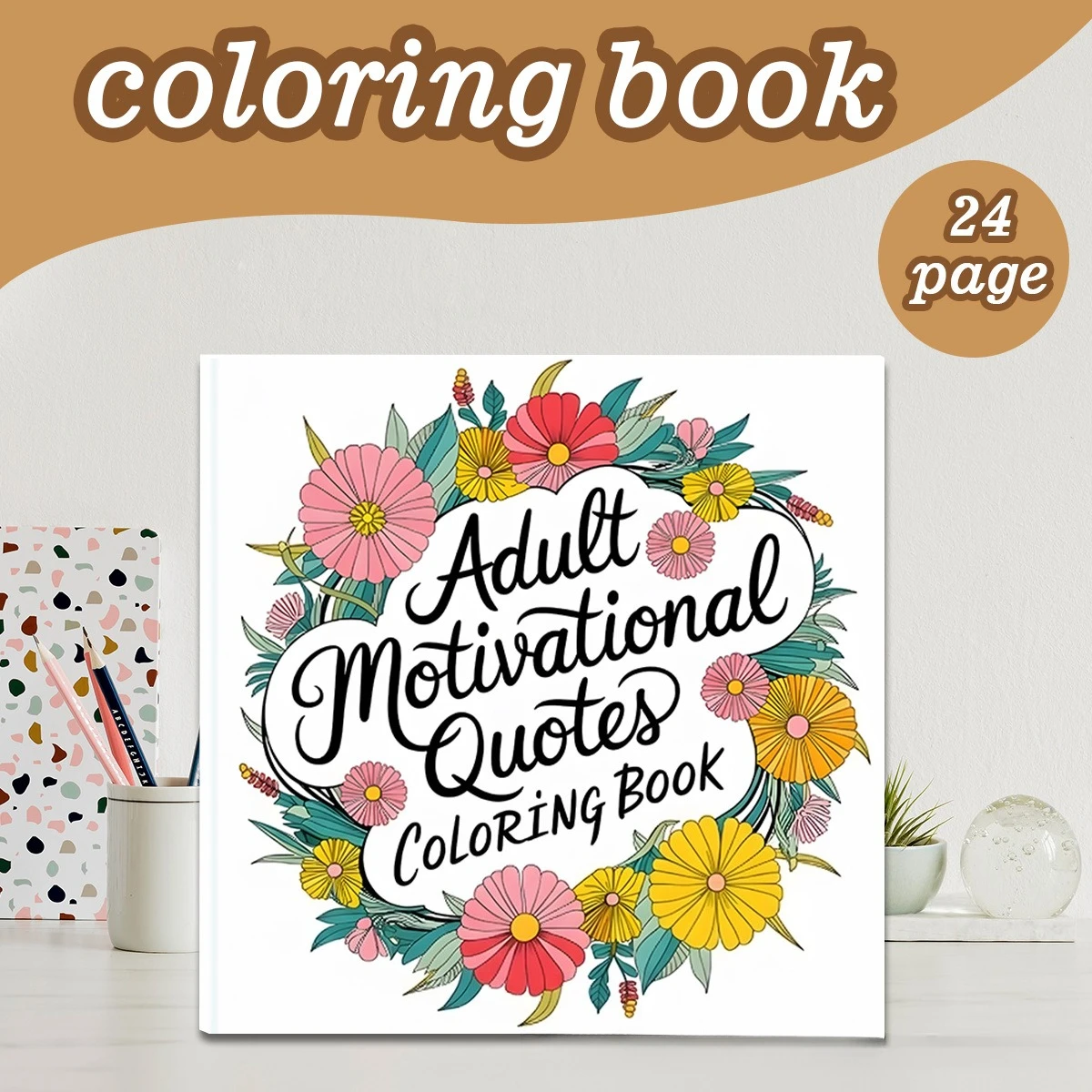 

Adult Quotes Coloring Book 24 Pages Inspirational Affirmations Art for Stress Relief Relaxation Creative Gift