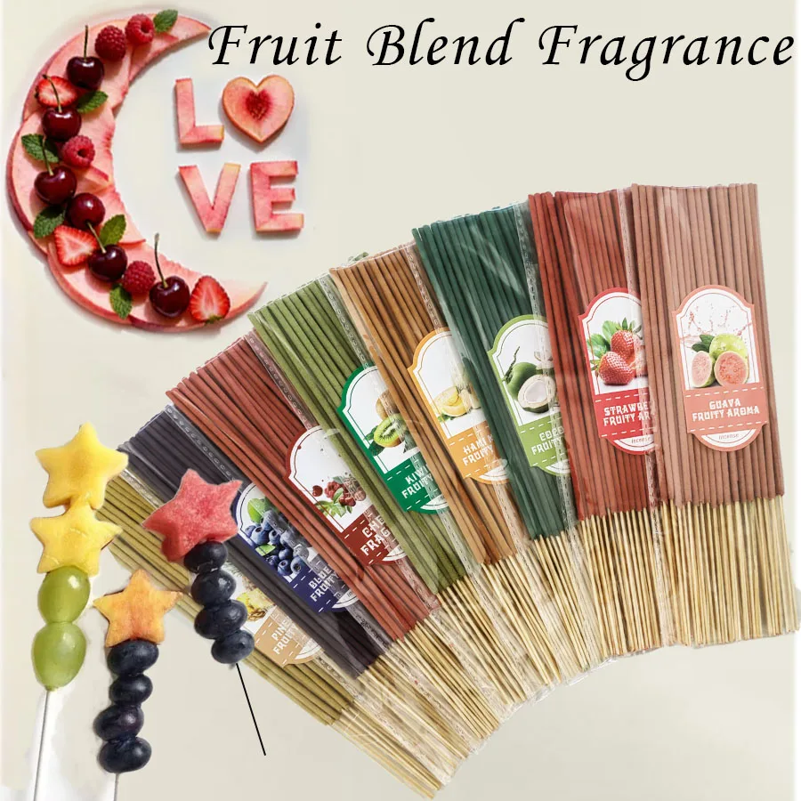 Fruit-Flavored Aromatherapy, Premium Bamboo Incense Sticks in Various Flavors - Long-Lasting Fragrance, Fresh Air Scent, Good Mood Enhancer, Suitable for Outdoor Use, Home Decor, Afternoon Tea Time, Meditation, Yoga