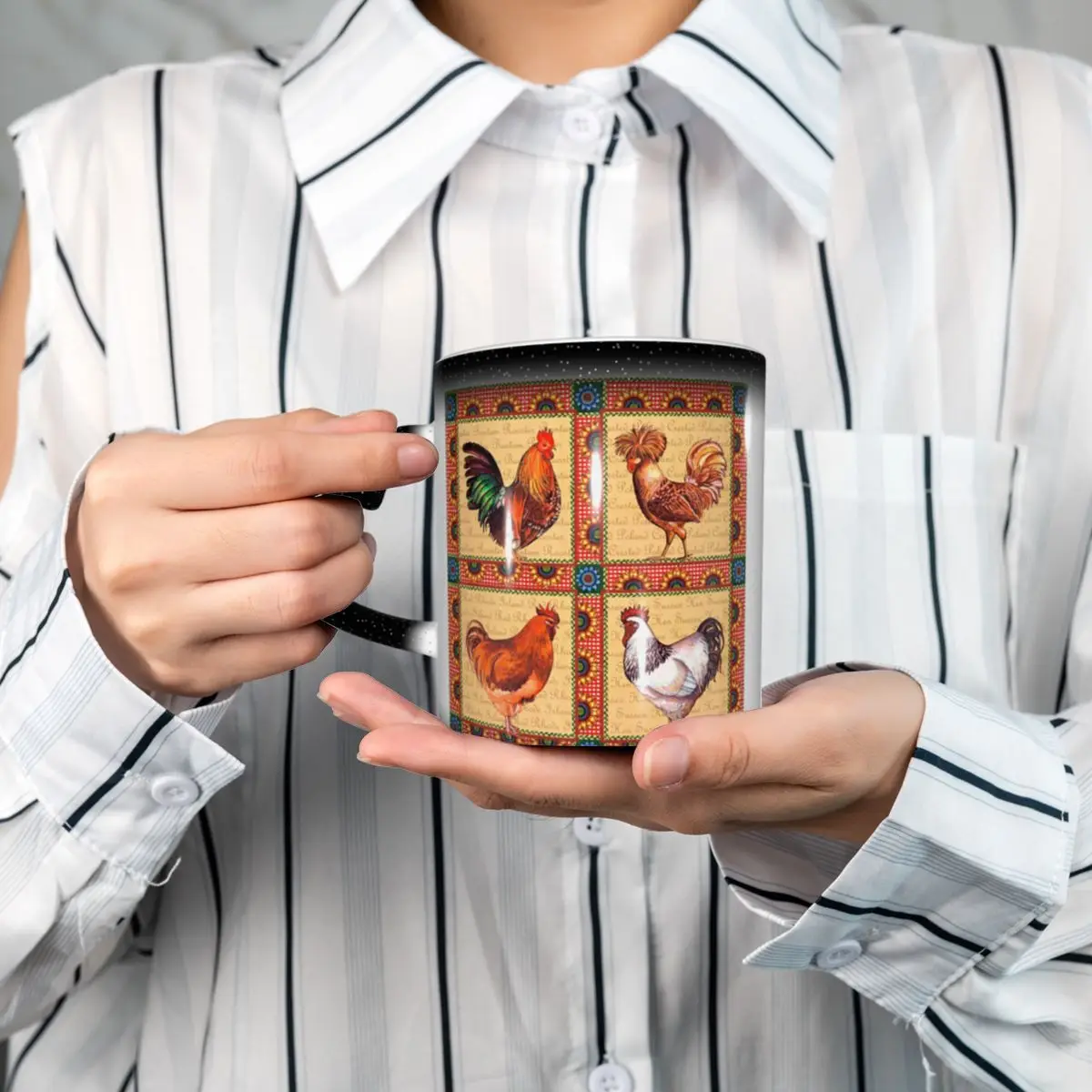 Rural Farmhouse Hen Rooster Farm Chicken Mug Funny Ceramic Coffee Cups Tea Mugs Milk Cup Drinkware Gift for Friends