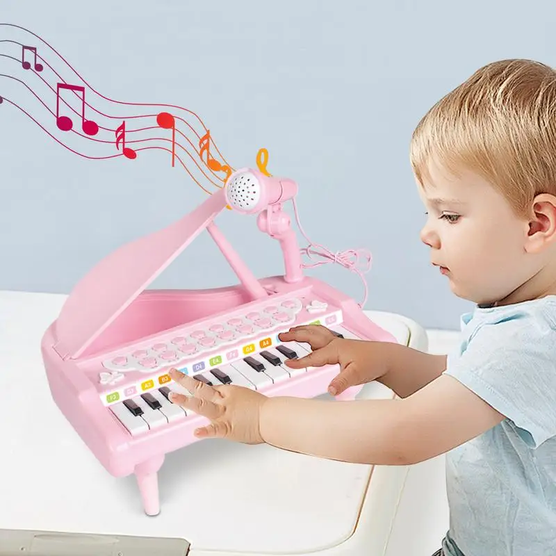 Toy Keyboard 24 Keys Music Toy with Microphone Music Instruments Early Development Toys for Beginners Boys Girl Ages 3-6