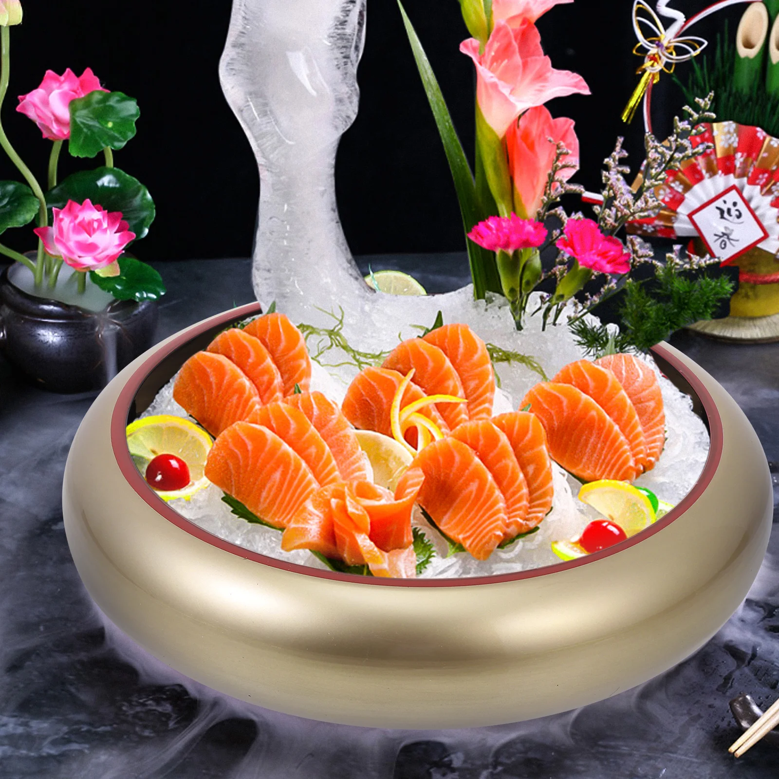 

2pcs Salmon Sashimi Plate Japanese Fish Platter Cold Dish Tray Sushi Bowl Reusable Food Storage Display Board Kitchen