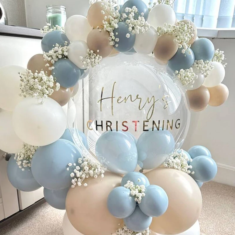 Personalized Bubble Ballloon With Small Balloons Custom Name Sticker Clear Ballon Decal Baby Shower Christening Birthday Decor