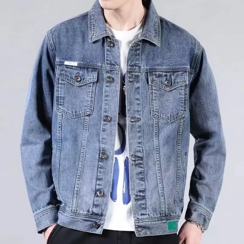 Spring and Autumn New Men's Casual Cotton Denim Jacket Fashion Slim Fit Wash Retro Blue Denim Jacket Men's Brand Clothing