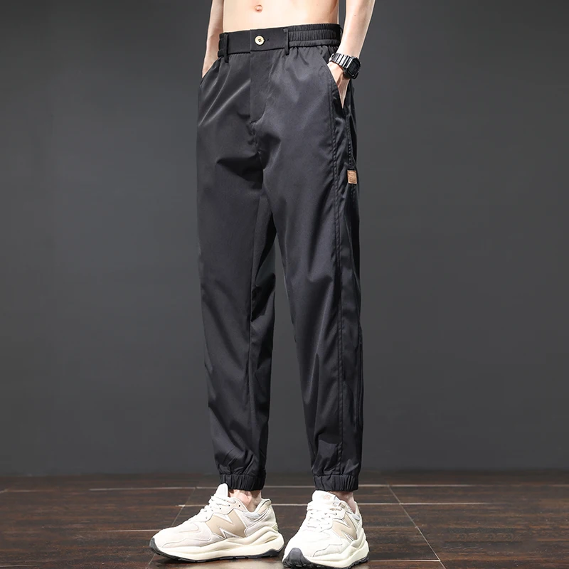 

New 2024 Spring Summer Casual Full-Length Pants Men's Solid Color Stretch Trousers Business Loose Thin Breathable Legging Jogger