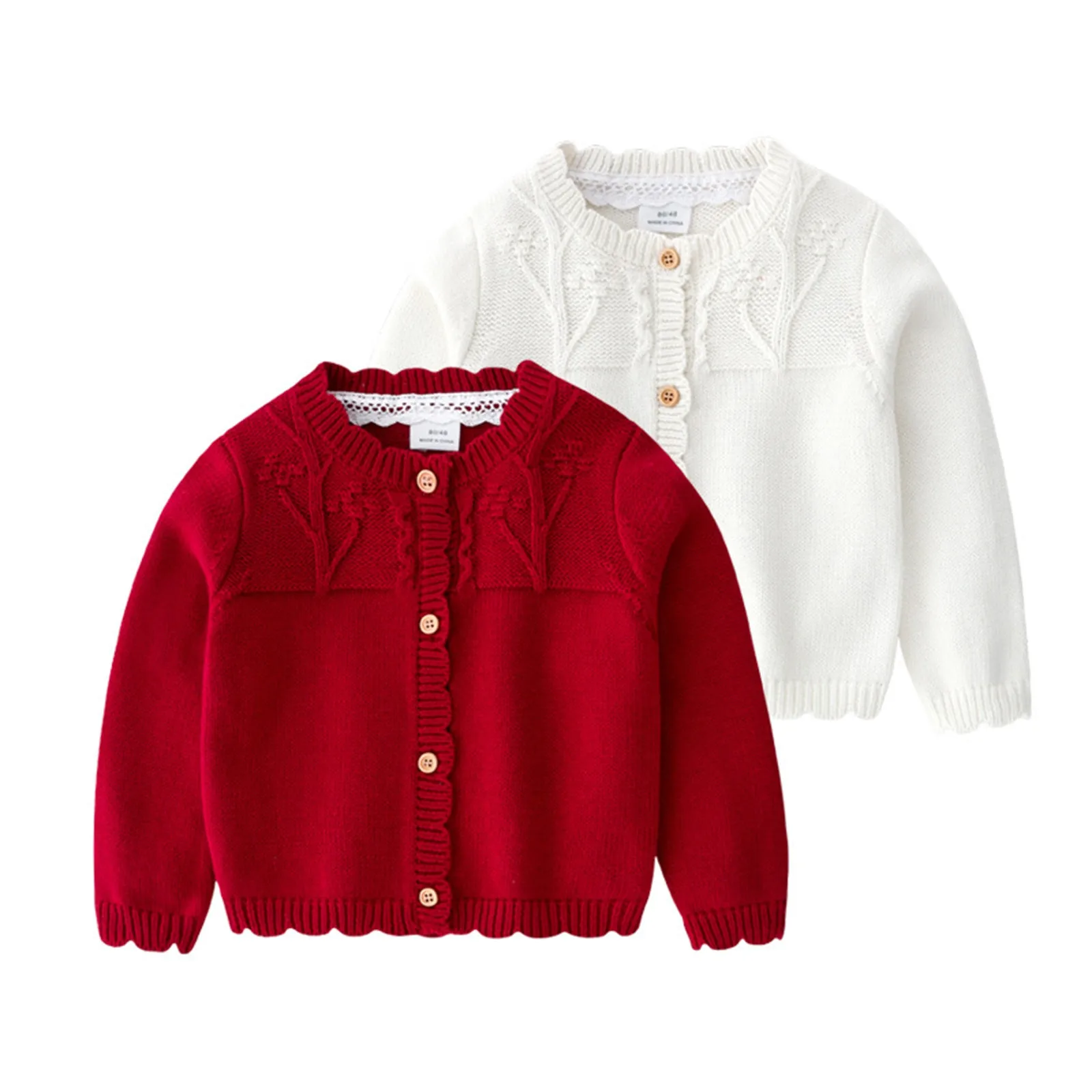 Infant Baby Girls Knitting Coat Baby Sweater Toddler Knit Cardigans Autumn Winter Newborn Knitwear Long-sleeve Baby Jacket Tops