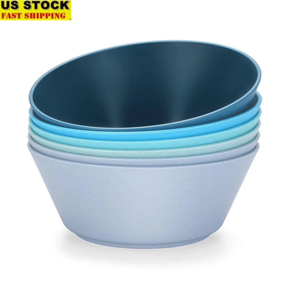 

Unbreakable Wheat Straw Fiber Cereal Bowls Set of 6 Stackable Lightweight Durable BPA-Free Dishwasher Microwave Safe Salad
