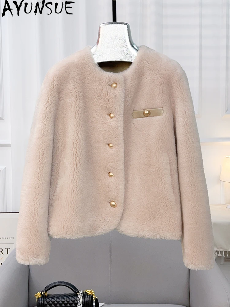 AYUNSUE 100% Natural Wool Women's Jacket Elegant Lamb Fur Jacket Woman Clothes High Quality New in Outerwears Ropa Para Mujer