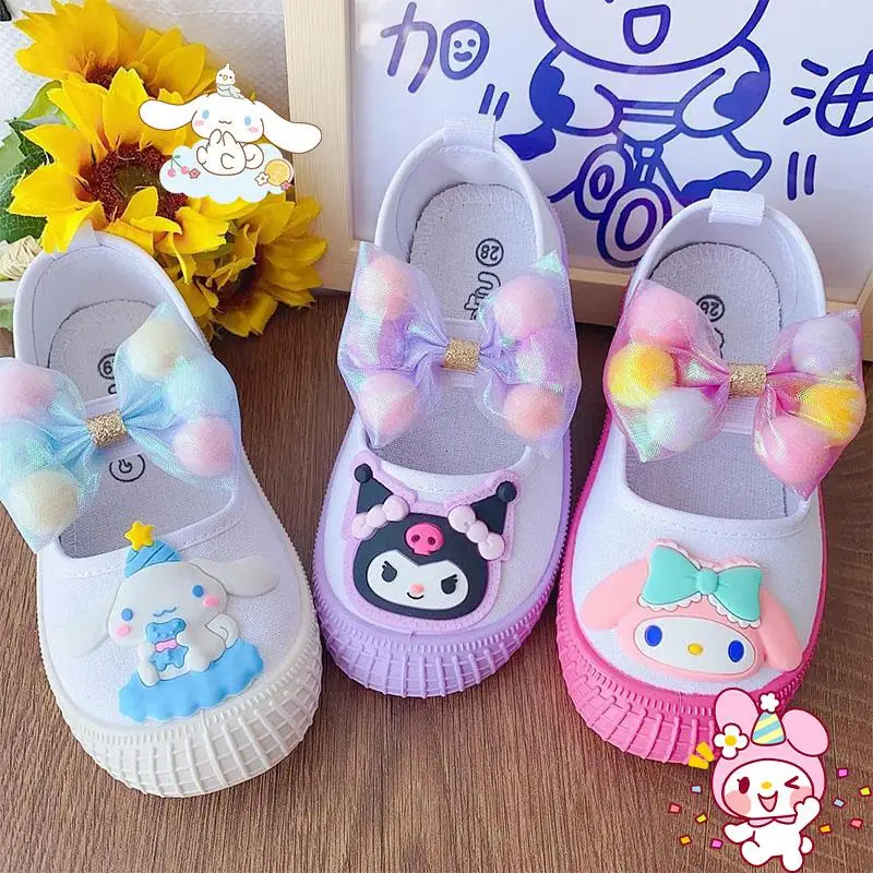 

Sanrios My Melody Children's Shoes Cartoon Kuromi Cinnamoroll Canvas Shoes Soft Sole Anti-Slip Girl Cute Princess Shoes Sneakers