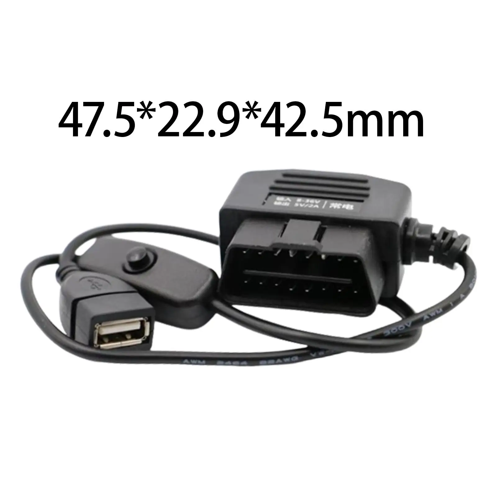 OBD Hardwire Kit Universal with Switch 20cm Wire 5V with USB Female Port Mini USB Cable for Dash cam
