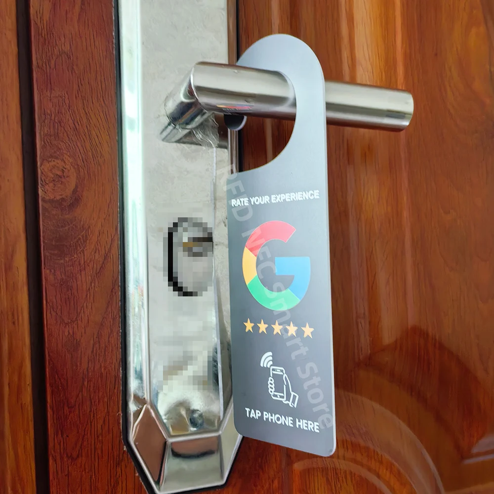 1pc NFC Hotel Bulletin Board Google Card Door Knob Hanger Tags Pendant Cleaning Label Do Not Disturb Sign For Review On Google