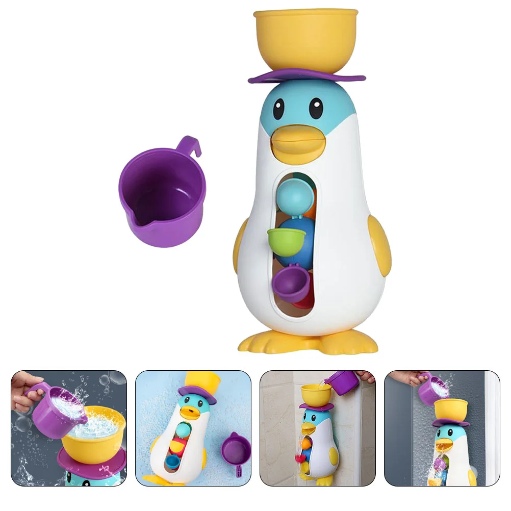 Bunte Wasserbecher Pinguin Windmühle Spielzeug Babywanne Kinder spielen Spielzeug Bad Kleinkind Baden