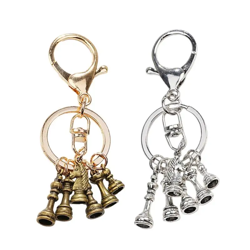 

Chess pendant keychain alloy pendant keychain Chess King Queen Rook Knight Pawn Bishop Silver Color Pendant KeyRing jewelry gift