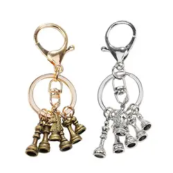 Chess pendant keychain alloy pendant keychain Chess King Queen Rook Knight Pawn Bishop Silver Color Pendant KeyRing jewelry gift
