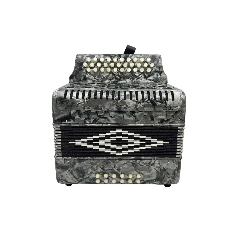 OEM Professional Diatonic Accordion Instrument 31 Buttons & 12 Bass Student Grey Celluloid White Buttons JB3112A Model