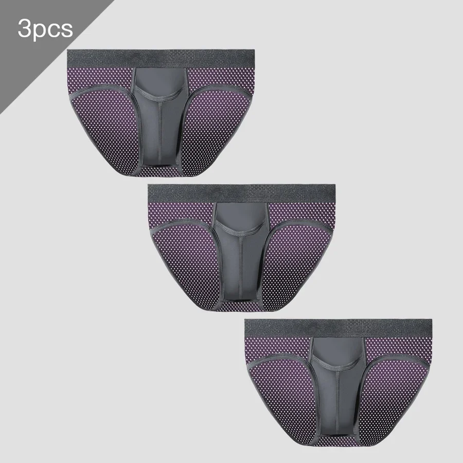 

3 шт., мужские трусы-стрит, сексуальные U-образные выпуклые трусы, вена, ледяной шелк, мошонка, поддержка сперматического шнура, шорты, варикозное расширение