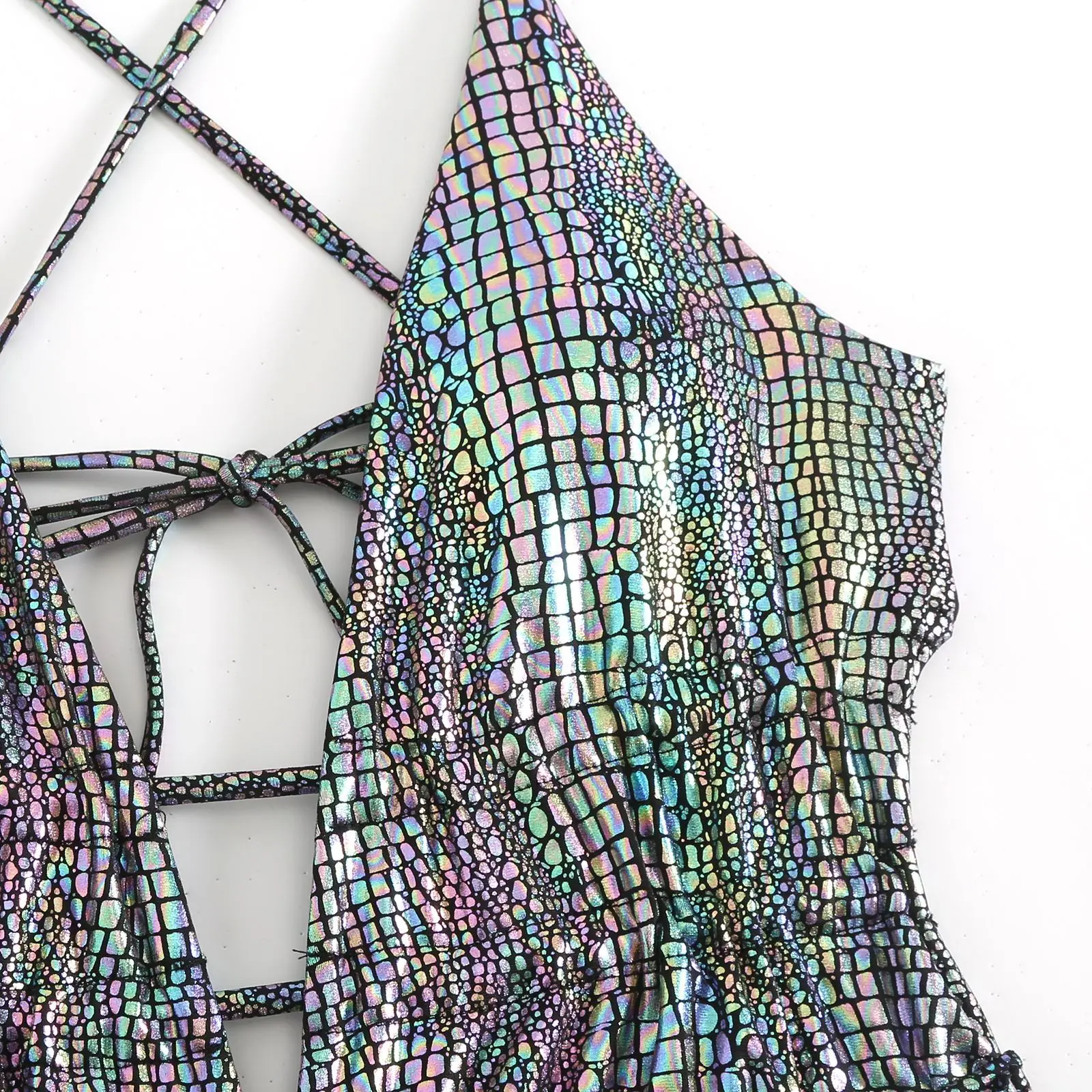 costumi da bagno sexy con paillettes glitterate con scollo a V profondo un pezzo scava fuori bikini da donna costumi da bagno costume da bagno abiti da spiaggia body