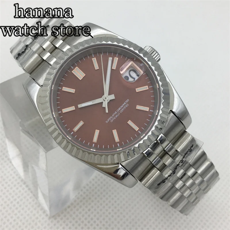 BLIGER NH35A Men's Mechanical Watch 36mm/39mm recessed bezel Sapphire Crystal Black Blue Green Red Pink dial Green luminous date