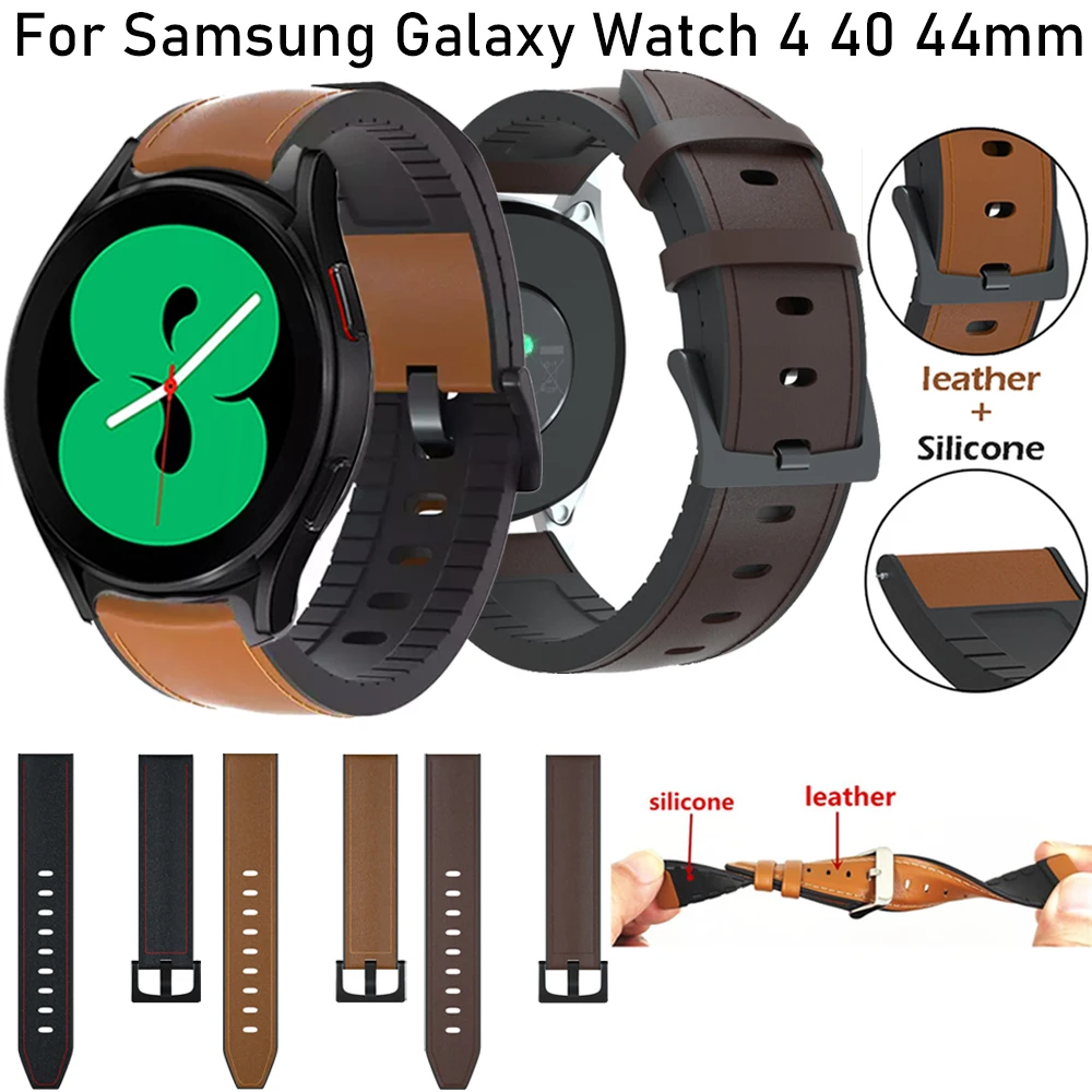 

20mm Watch Strap for Samsung Galaxy Watch4 40 44mm Sport Silicon Leather Quick Release Watchband Galaxy Watch 4 classic 42 46mm