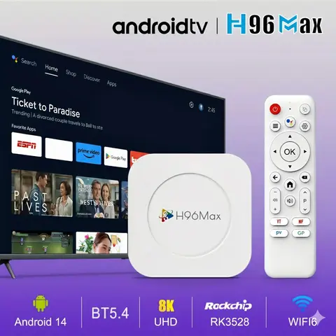 Android14.0 RK3528 Quad Core CPU H96MAX M1PLUS Smart TV BOX Wifi6 BT5.4 4K@60fps 8K Video Decoding 100M/Lan Google Voice Assist