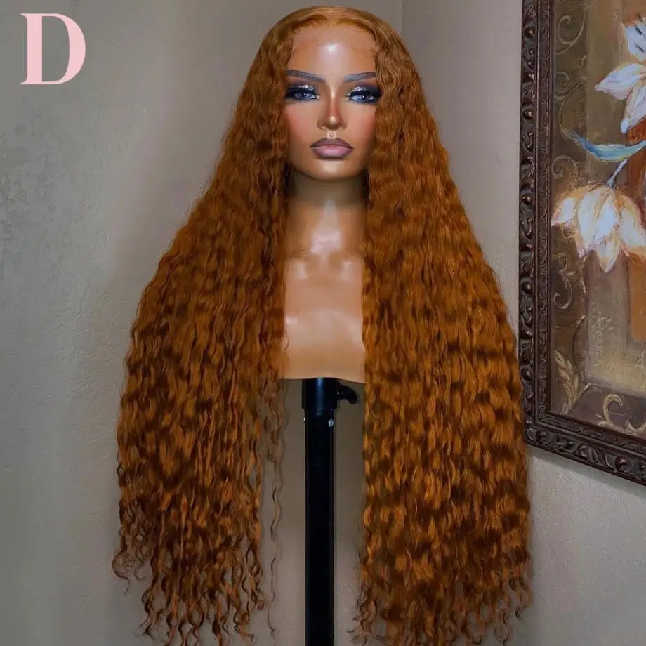 Ginger Orange Color 13x4 Curly Lace Front Human Hair Wigs For Women 13x6 Ginger Deep Wave Lace Frontal Wig Human Hair Brazilian