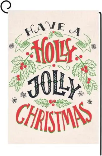 Holly Jolly Christmas Garden Flag 12.5X18 Vertical Double Sided Winter Holiday Y