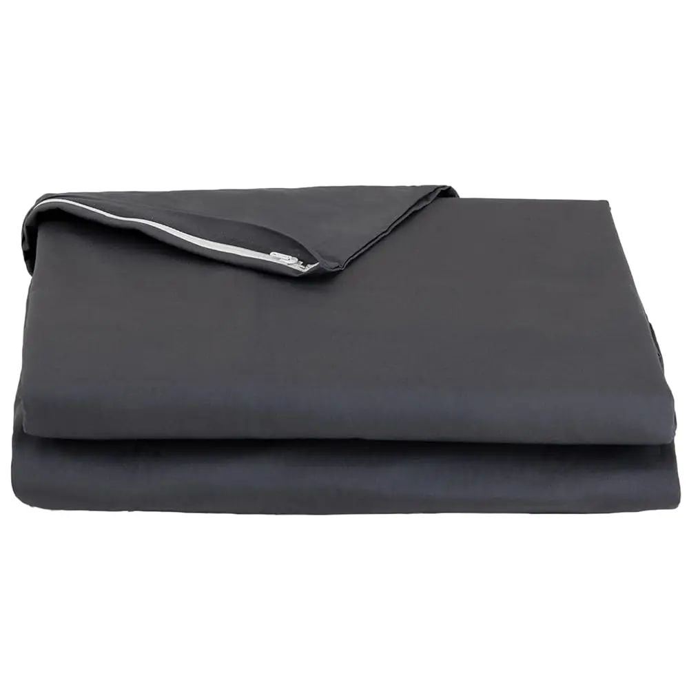 

100% Cotton Zippered Futon Cover, Japanese Futon Mattr Cover, Shikibuton, Made In Japan (Full, Dark Gray)