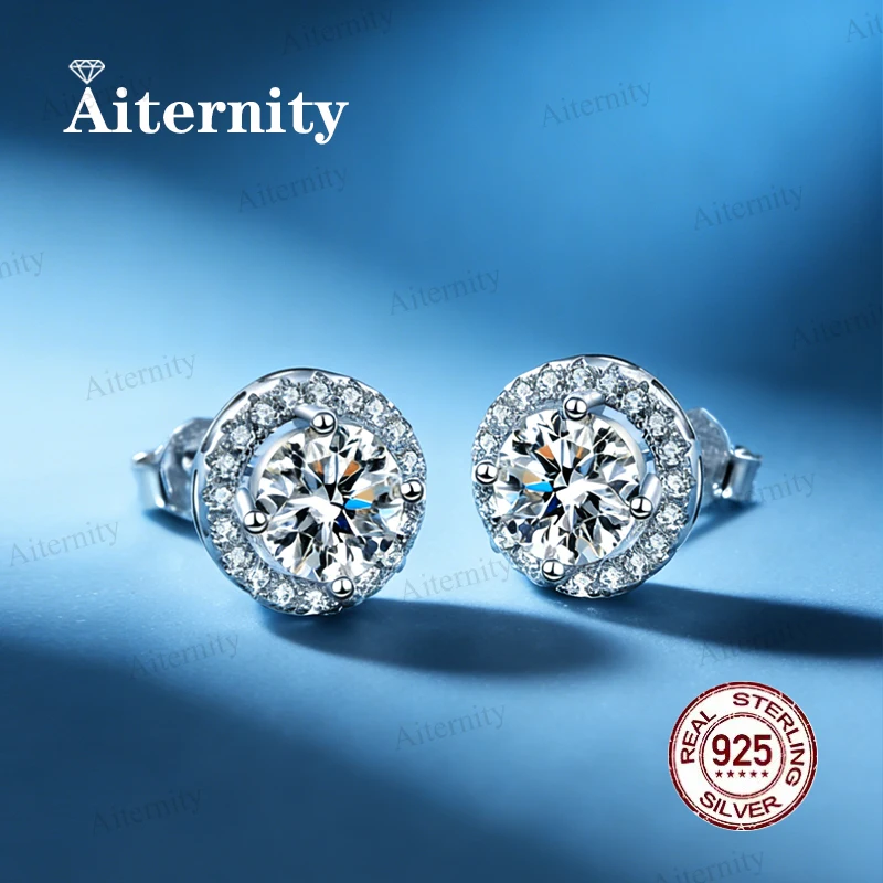 Real S925 Sterling Silver 0.5-2.0CT Moissanite And Zircon Beautiful Earrings For Womenv Quality Sparkling Wedding Jewelry