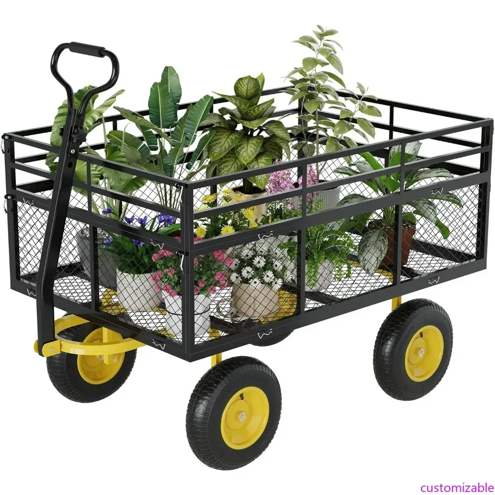 

Heavy-Duty 1400-Pound Capacity Steel Garden Cart with All-Terrain Tires and Multi-Purpose Utility Features