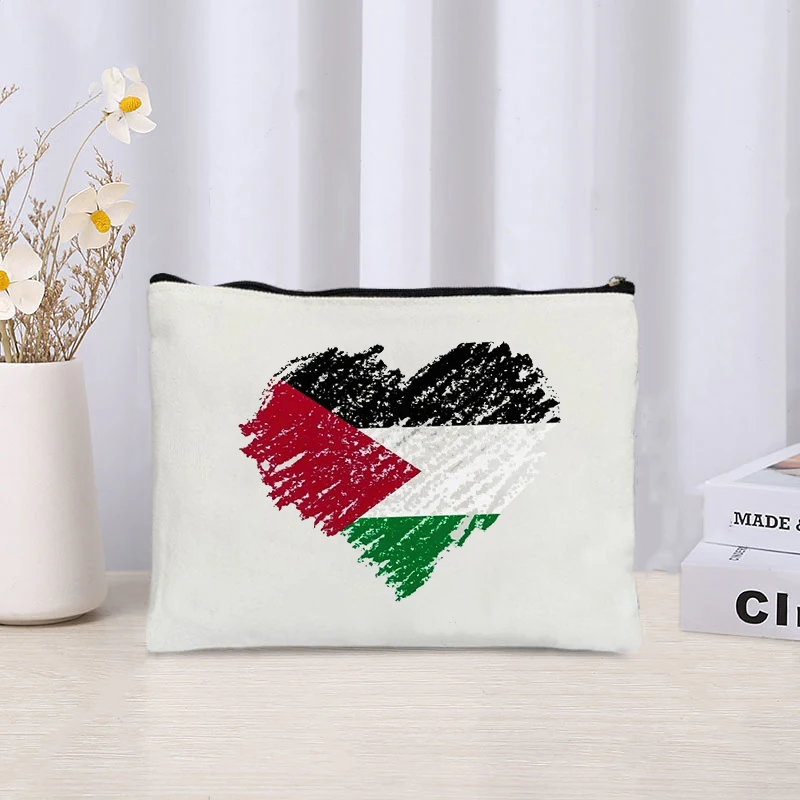 Knife-shaped Printed Canvas Zipper Pouch Lipstick Perfume Skin Care Product Cosmetic Bag Organizer Sundries Storage Pencil Case