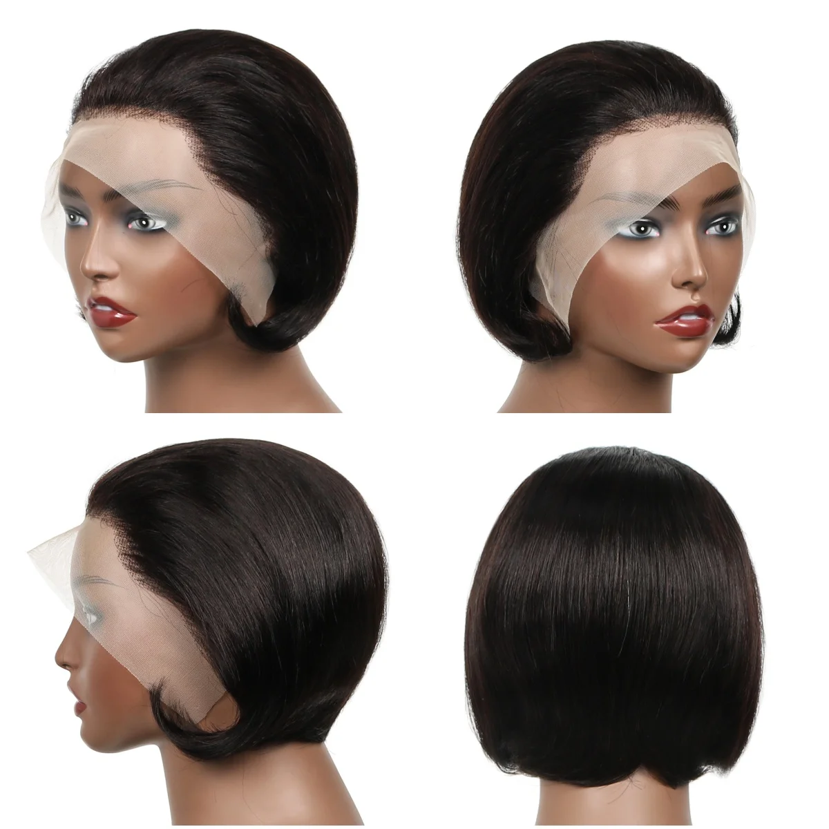 مستقيم عابث قطع باروكة من شعر طبيعي شعر مستعار قصير 13x1 الدانتيل الجبهة الباروكات شعر الإنسان قبل قطعها عابث قطع شعر مستعار طبيعي للنساء السود #5