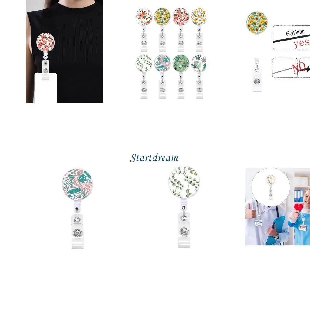 Retractable Badge Holder with Metal Clip Nurse Doctor Badge Holder Rotating ABS Badge Holder for Key Card Management K92C