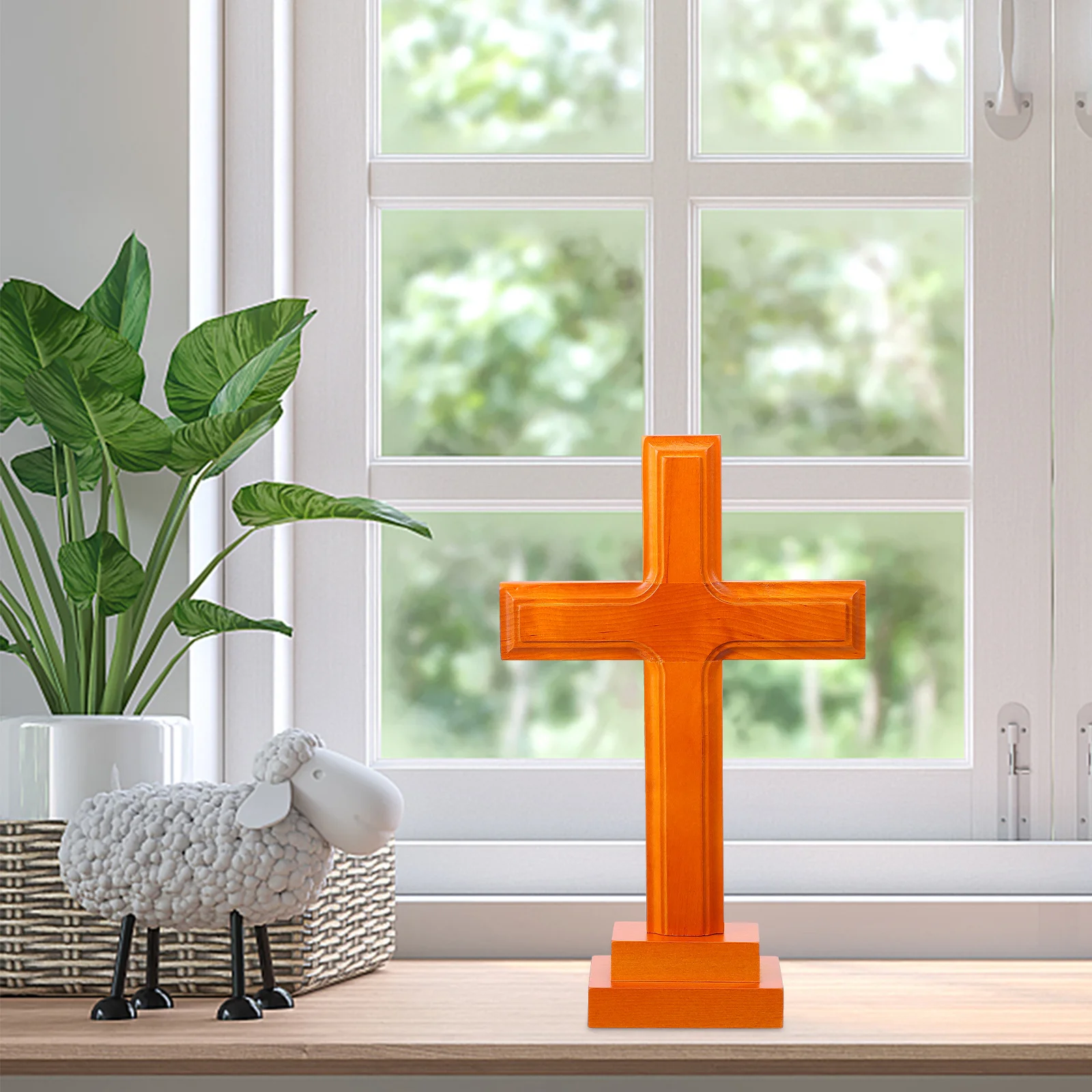 

1Pcs Wooden Cross Ornament Premium Handmade Religious Cross Decoration Creative Home Prayer Supplies Prayer Supplies