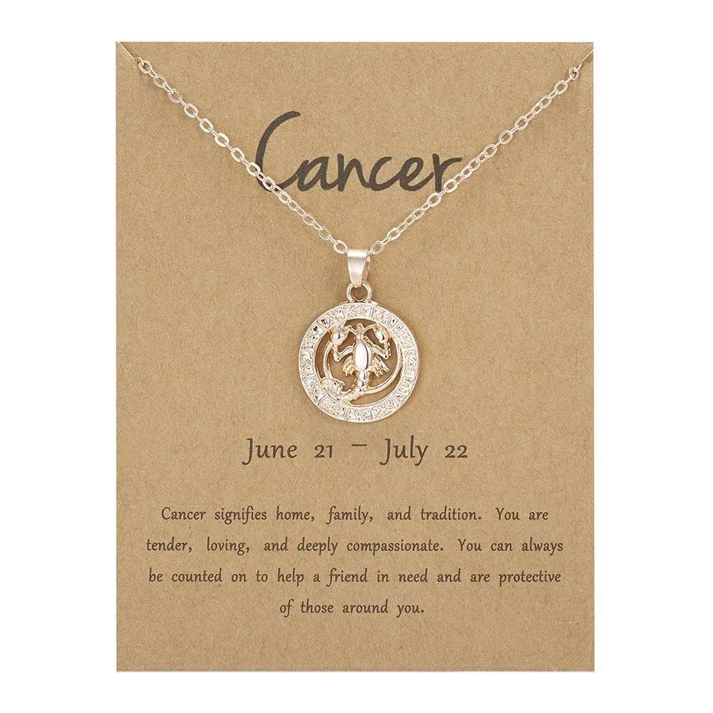 Color Women Girls Guardian Star Hollow Out Horoscope Taurus Libra Animal Zodiac Sign Choker Pendant  12 Constellation