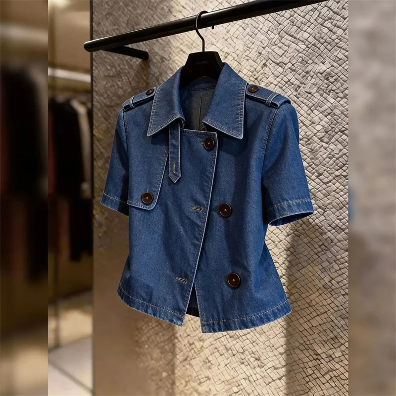 

Good-looking Denim Jacket Coat Women's 2026 Spring Summer Autumn New Denim Top Versatile Short Sleeves Cowboy Shirt Jacket