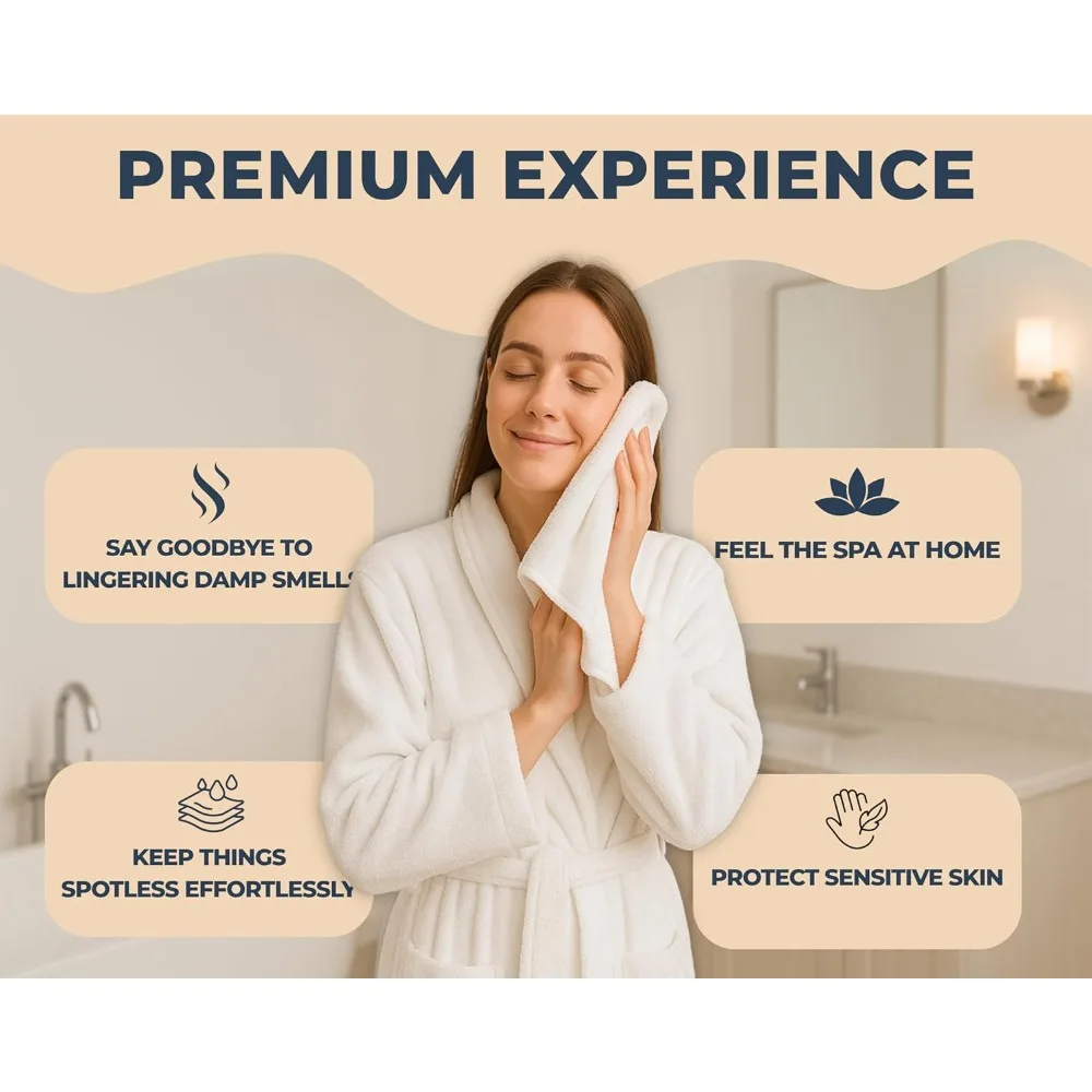 Luxurious Cotton Washcloths - Thick, Soft 100% Cotton Towels for Shower and Bathroom - Premium Quality Bath Accessories