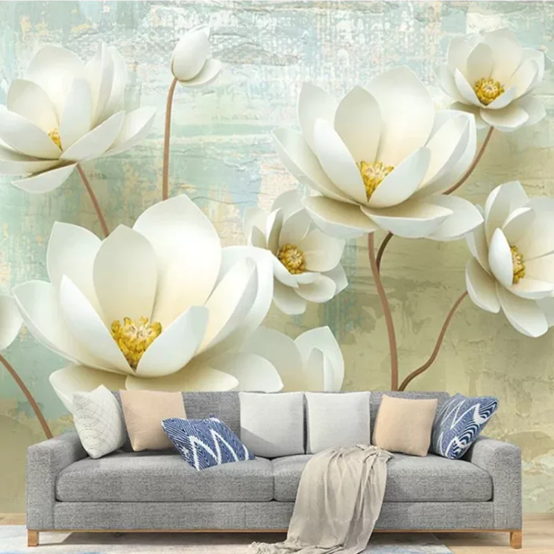 

3D Embossed Custom Photo Mural Wallpaper Stereo Plum Design for Living Room Bedroom Restaurant Relief Flower Butterfly Backgroun