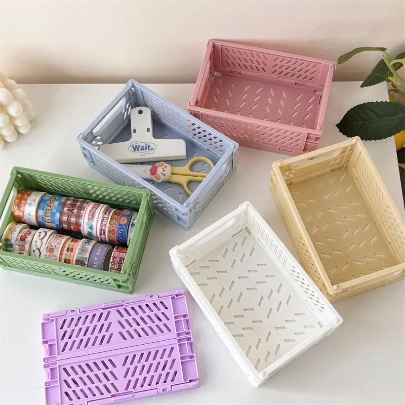 

Foldable Storage Basket - Collapsible Stackable Organizer Bin with Handles for Home Closet Kitchen (Multi-Purpose Space Saving)
