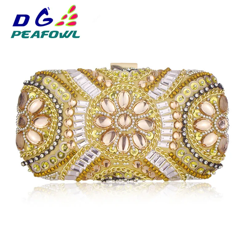 Wedding Diamonoe Evening Bag Flower Crystal Plastic Party Clutch Bag Toiletry Package Fashion Shoulder Bag With Chains For Women