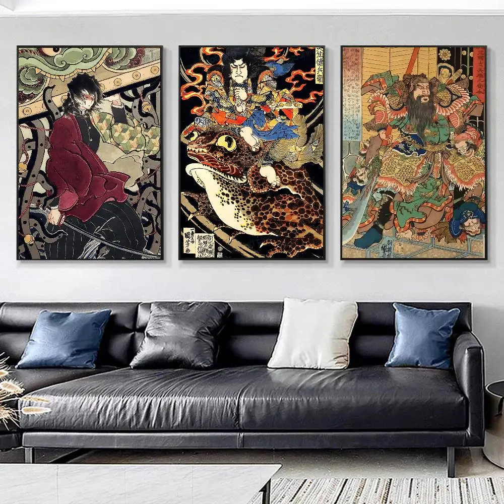 Manga Japanese Ukiyo-e Print Tattoo Posters HD Print Vintage Wall Art Decor for Home Study Room