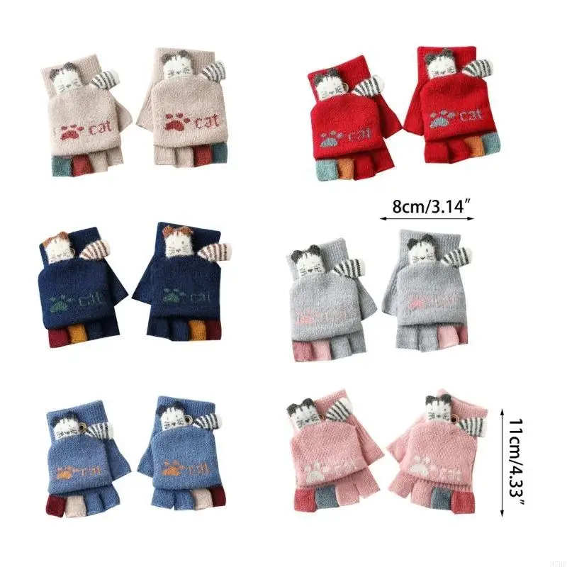 97BE قفازات مريحة قفازات تزلج لتدفئة اليد للأطفال والبنات والأولاد قفازات حياكة قابلة للتنفس