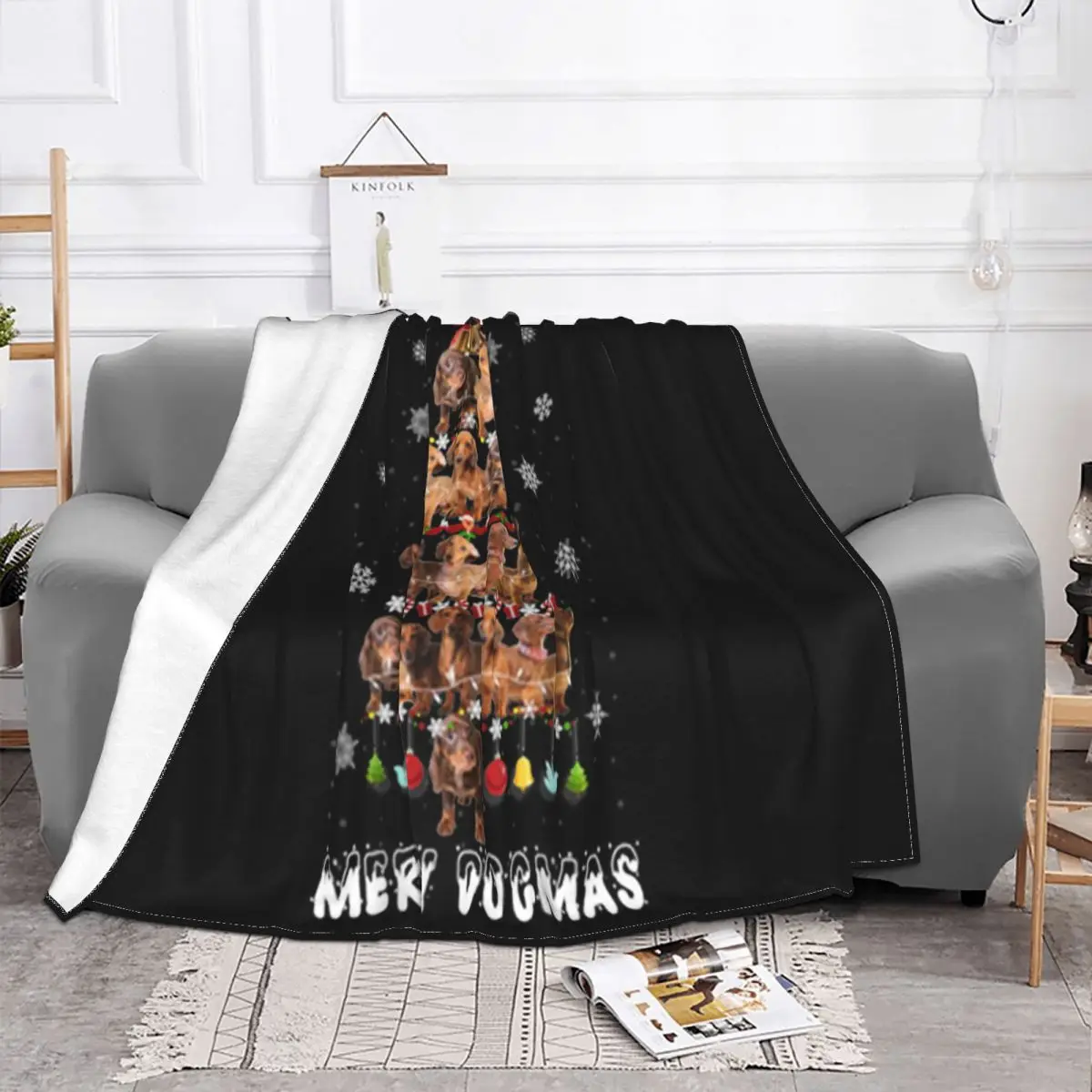 Official Merry Dogmas Dachshund Dog Christmas Decor Xmas Tree Summer Style Different Throw Blanket